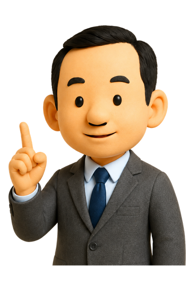 指を立てて微笑むヒデやんのキャラクター